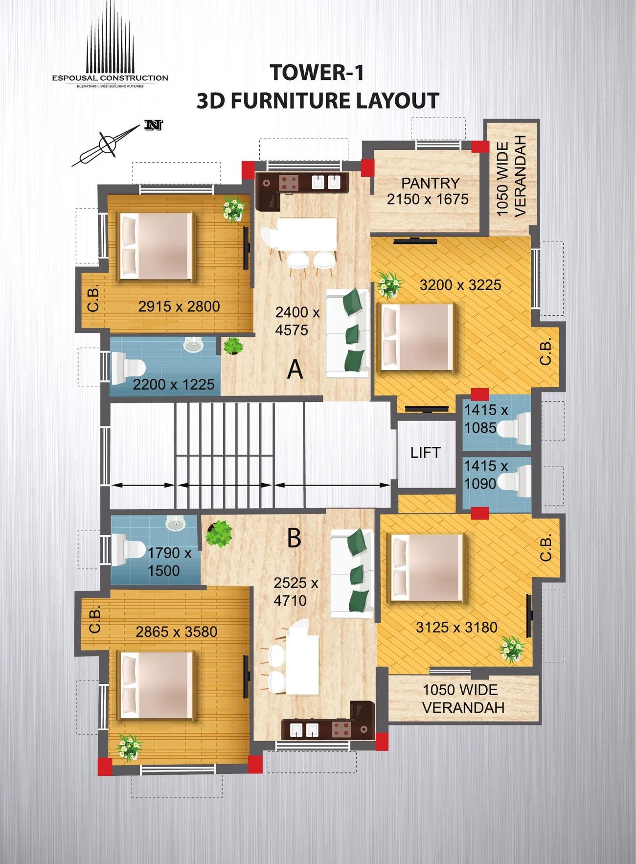 UrbanNest Tower 1 furnished floor layout