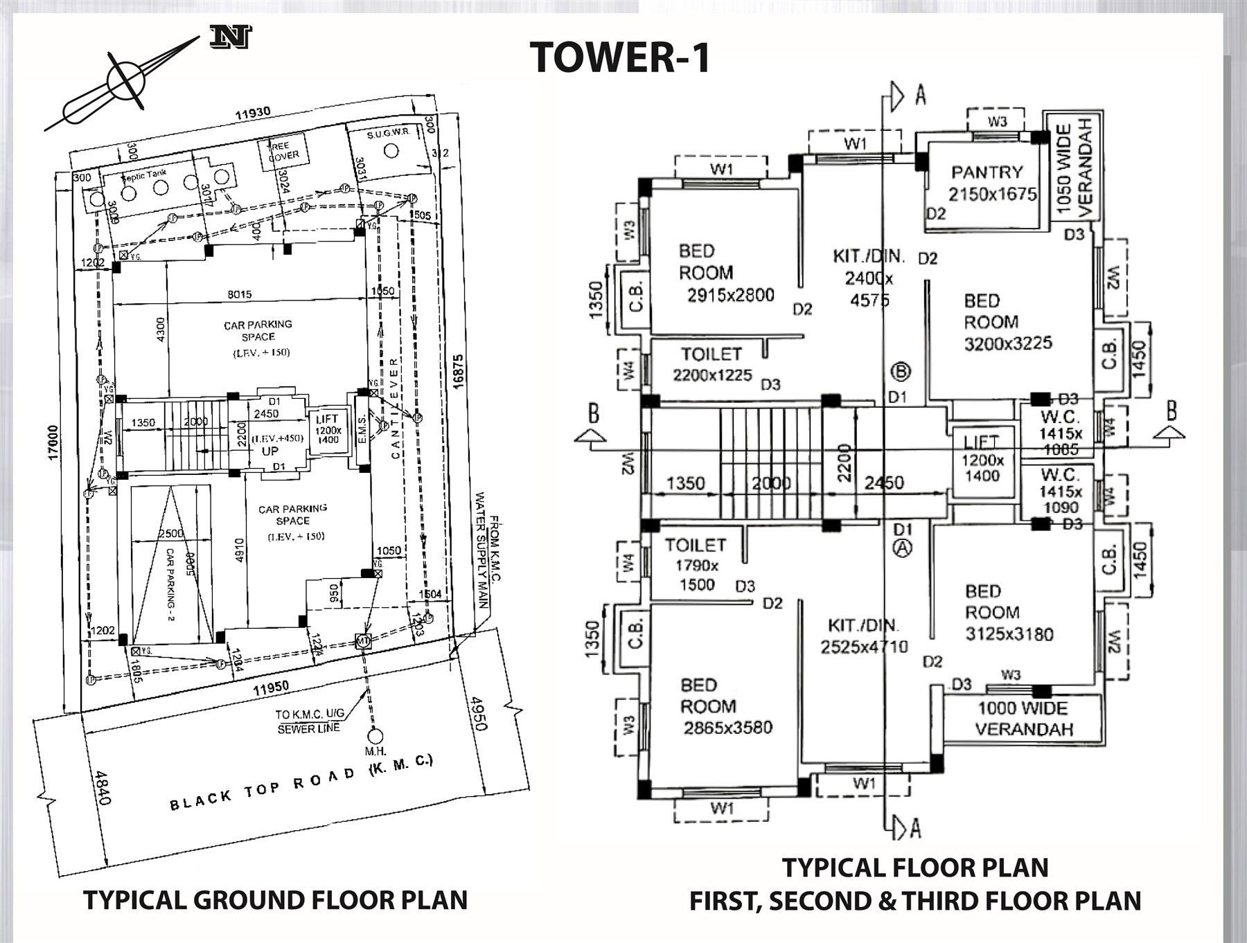 Tower 1 typical floor plan